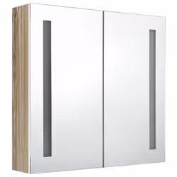 vidaXL LED Bathroom Mirror Cabinet Washroom Wall Cabinet Storage Vanity Unit - white and oak, 62 x 14 x 60 cm - Additional view 2