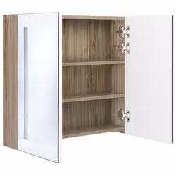 vidaXL LED Bathroom Mirror Cabinet Washroom Wall Cabinet Storage Vanity Unit - white and oak, 62 x 14 x 60 cm - Additional view 4