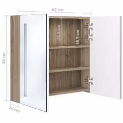 vidaXL LED Bathroom Mirror Cabinet Washroom Wall Cabinet Storage Vanity Unit - white and oak, 62 x 14 x 60 cm - Additional view 7