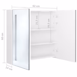 vidaXL LED Bathroom Mirror Cabinet Washroom Wall Cabinet Storage Vanity Unit - shining white, 62 x 14 x 60 cm - Additional view 7