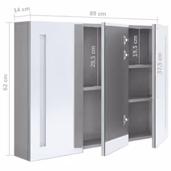 vidaXL LED Bathroom Mirror Cabinet Concrete Grey Washroom Storage Vanity Unit - Additional view 7