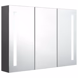 vidaXL LED Bathroom Mirror Cabinet Grey Washroom Furniture Storage Vanity Unit