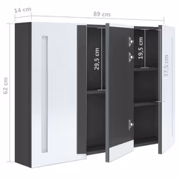 vidaXL LED Bathroom Mirror Cabinet Grey Washroom Furniture Storage Vanity Unit - Additional view 7