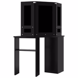 vidaXL Corner Dressing Table with LED Black Cosmetic Vanity Table Furniture - Additional view 5