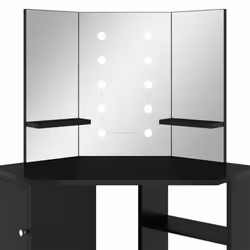 vidaXL Corner Dressing Table with LED Black Cosmetic Vanity Table Furniture - Additional view 7