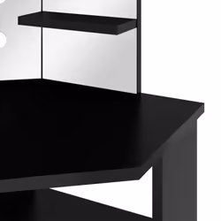 vidaXL Corner Dressing Table with LED Black Cosmetic Vanity Table Furniture - Additional view 9