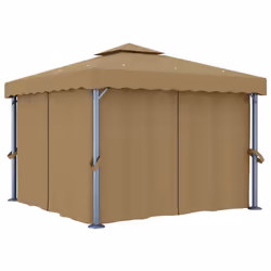 vidaXL Gazebo with Curtain 3x3 m Taupe Aluminium Garden Marquee Canopy Tent