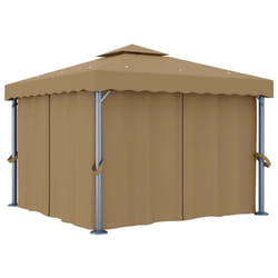 vidaXL Gazebo with Curtain 3x3 m Taupe Aluminium Garden Marquee Canopy Tent