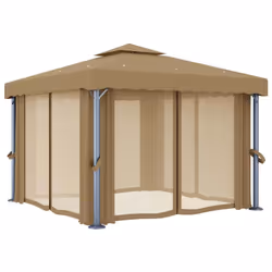 vidaXL Gazebo with Curtain 3x3 m Taupe Aluminium Garden Marquee Canopy Tent