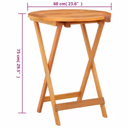 vidaXL Folding Garden Table Solid Eucalyptus Wood Patio Wooden Dining Table - Additional view 4