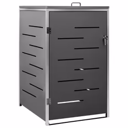 vidaXL Single Wheelie Bin Shed Stainless Steel Outdoor Garbage Waste Shed