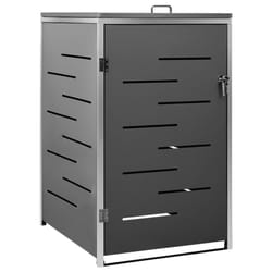 vidaXL Single Wheelie Bin Shed Stainless Steel Outdoor Garbage Waste Shed
