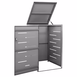 vidaXL Single Wheelie Bin Shed Stainless Steel Outdoor Garbage Waste Shed