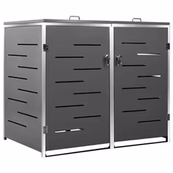 vidaXL Double Wheelie Bin Shed Stainless Steel Outdoor Garbage Waste Shed