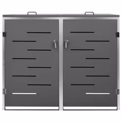 vidaXL Double Wheelie Bin Shed Stainless Steel Outdoor Garbage Waste Shed