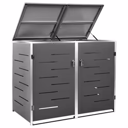 vidaXL Double Wheelie Bin Shed Stainless Steel Outdoor Garbage Waste Shed - Additional view 5