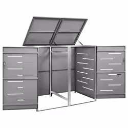 vidaXL Double Wheelie Bin Shed Stainless Steel Outdoor Garbage Waste Shed - Additional view 6