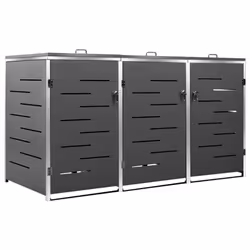 vidaXL Triple Wheelie Bin Shed Stainless Steel Garden Garage Trash Bin Shed
