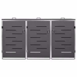 vidaXL Triple Wheelie Bin Shed Stainless Steel Garden Garage Trash Bin Shed - Additional view 4