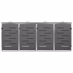 vidaXL Quadruple Wheelie Bin Shed Stainless Steel Garden Garage Trash Bin Shed - Additional view 4