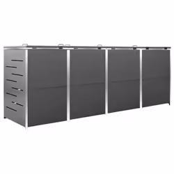 vidaXL Quadruple Wheelie Bin Shed Stainless Steel Garden Garage Trash Bin Shed - Additional view 6