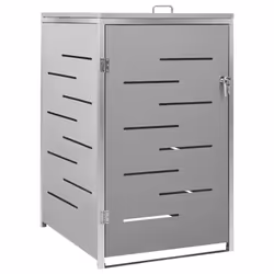 vidaXL Single Wheelie Bin Shed Stainless Steel Outdoor Garbage Waste Shed