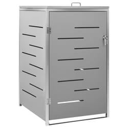 vidaXL Single Wheelie Bin Shed Stainless Steel Outdoor Garbage Waste Shed