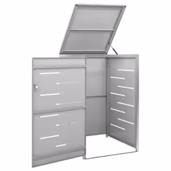vidaXL Single Wheelie Bin Shed Stainless Steel Outdoor Garbage Waste Shed