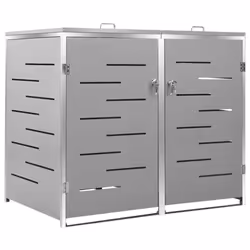 vidaXL Double Wheelie Bin Shed Stainless Steel Outdoor Garbage Waste Shed