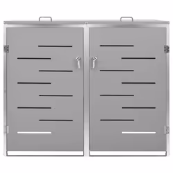 vidaXL Double Wheelie Bin Shed Stainless Steel Outdoor Garbage Waste Shed