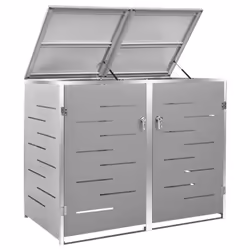 vidaXL Double Wheelie Bin Shed Stainless Steel Outdoor Garbage Waste Shed - Additional view 5