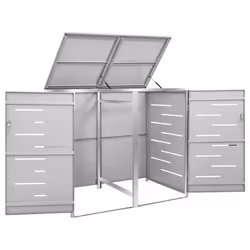 vidaXL Double Wheelie Bin Shed Stainless Steel Outdoor Garbage Waste Shed - Additional view 6