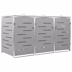vidaXL Triple Wheelie Bin Shed Stainless Steel Garden Garage Trash Bin Shed