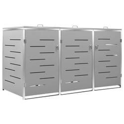 vidaXL Triple Wheelie Bin Shed Stainless Steel Garden Garage Trash Bin Shed