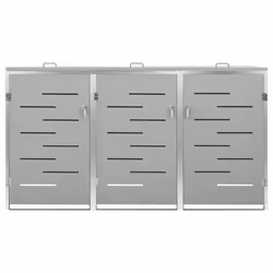 vidaXL Triple Wheelie Bin Shed Stainless Steel Garden Garage Trash Bin Shed - Additional view 4