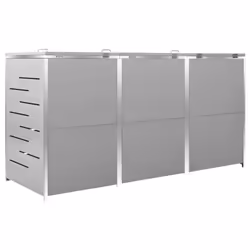 vidaXL Triple Wheelie Bin Shed Stainless Steel Garden Garage Trash Bin Shed - Additional view 6