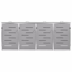 vidaXL Quadruple Wheelie Bin Shed Stainless Steel Garden Garage Trash Bin Shed - Additional view 4
