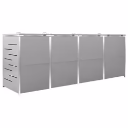 vidaXL Quadruple Wheelie Bin Shed Stainless Steel Garden Garage Trash Bin Shed - Additional view 6