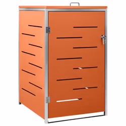 vidaXL Single Wheelie Bin Shed Stainless Steel Outdoor Garbage Waste Shed