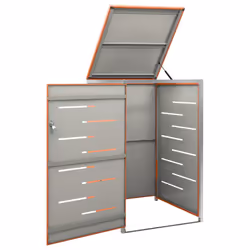 vidaXL Single Wheelie Bin Shed Stainless Steel Outdoor Garbage Waste Shed