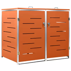 vidaXL Double Wheelie Bin Shed Stainless Steel Outdoor Garbage Waste Shed