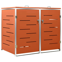 vidaXL Double Wheelie Bin Shed Stainless Steel Outdoor Garbage Waste Shed