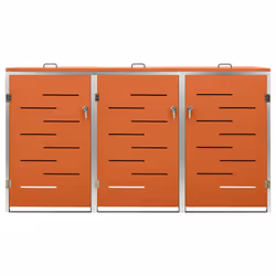 vidaXL Triple Wheelie Bin Shed Stainless Steel Garden Garage Trash Bin Shed - Additional view 4