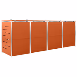 vidaXL Quadruple Wheelie Bin Shed Stainless Steel Garden Garage Trash Bin Shed - Additional view 6