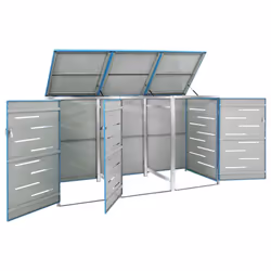 vidaXL Triple Wheelie Bin Shed Stainless Steel Garden Garage Trash Bin Shed