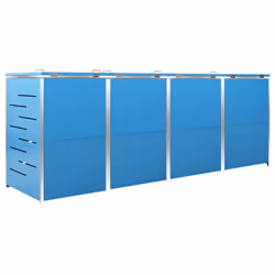 vidaXL Quadruple Wheelie Bin Shed Stainless Steel Garden Garage Trash Bin Shed - Additional view 6