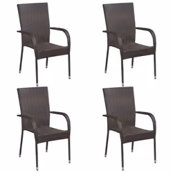 vidaXL Garden Dining Set 5 Piece Brown Patio Outdoor Dinner Table and Chairs - Additional view 4
