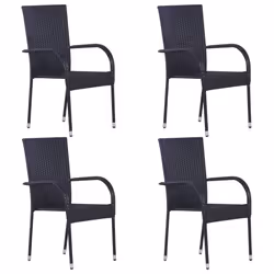vidaXL Garden Dining Set 5 Piece Black Patio Outdoor Dinner Table and Chairs - Additional view 4
