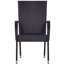 vidaXL Garden Dining Set 5 Piece Black Patio Outdoor Dinner Table and Chairs - Additional view 6