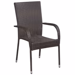 vidaXL Garden Dining Set 5 Piece Brown Patio Outdoor Dinner Table and Chairs - Additional view 2